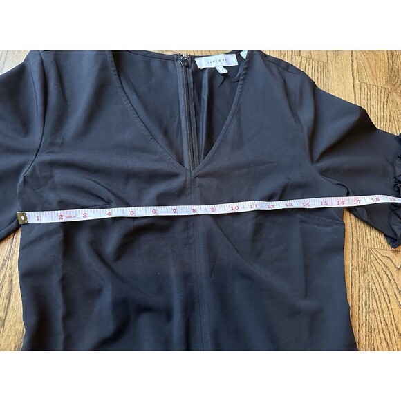 Lark‎ & Ro V Neck Ruffle Half Sleeve  Sheath Black Size 4 Little Black Dress EUC - Picture 6 of 7